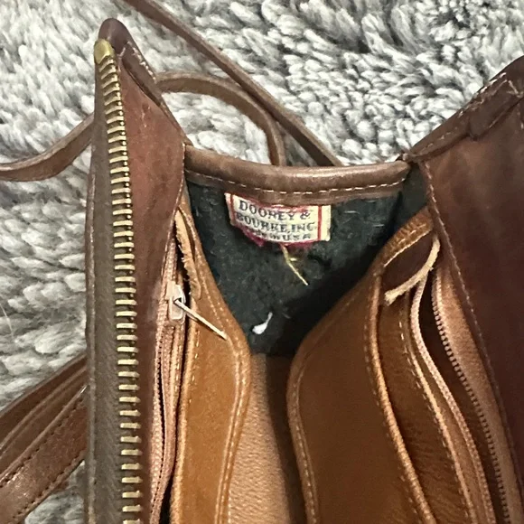 Dooney & Bourke Black and Brown Vintage Leather Messenger Bag - Picture 10 of 12